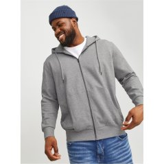 Jack and Jones + Swt Zip Hdy Sn99 Grey Melange