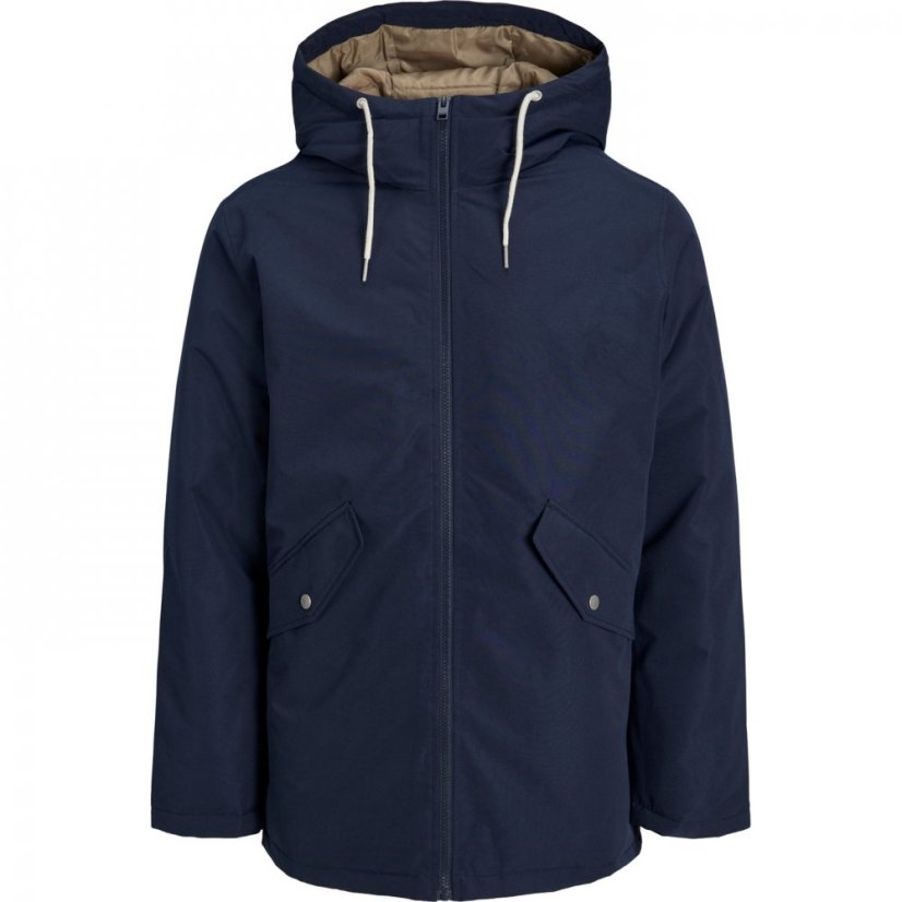 Jack and Jones Loop Hooded Parka Jacket Navy Blazer