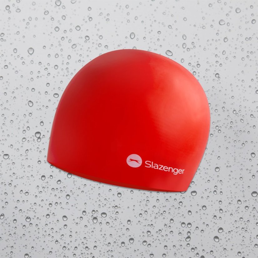 Slazenger Junior Silicone Swim Cap Red/Clear