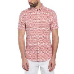 Original Penguin Men's Diamond Pattern Short Sleeve Shirt Mineral Red