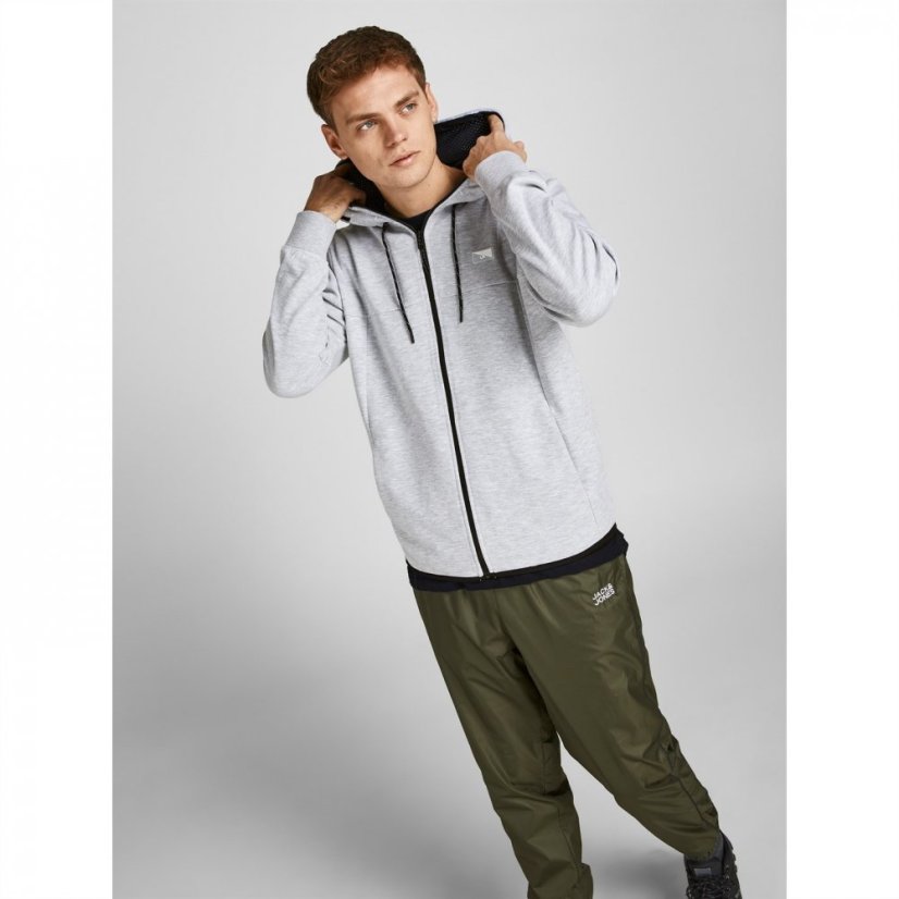 Jack and Jones Coair Full Zip Hoodie Light Grey