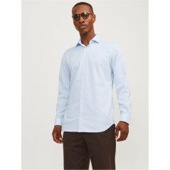 Jack and Jones Men's Parker Long-Sleeve Patterned Shirt Chambray Blue