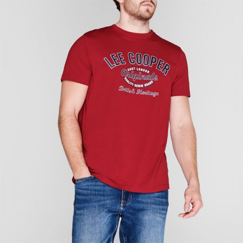 Lee Cooper Cooper Logo T Shirt Mens Vintage Red