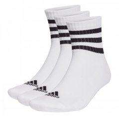 adidas 3 Stripe Quarter Sock 3 Pack White/Black
