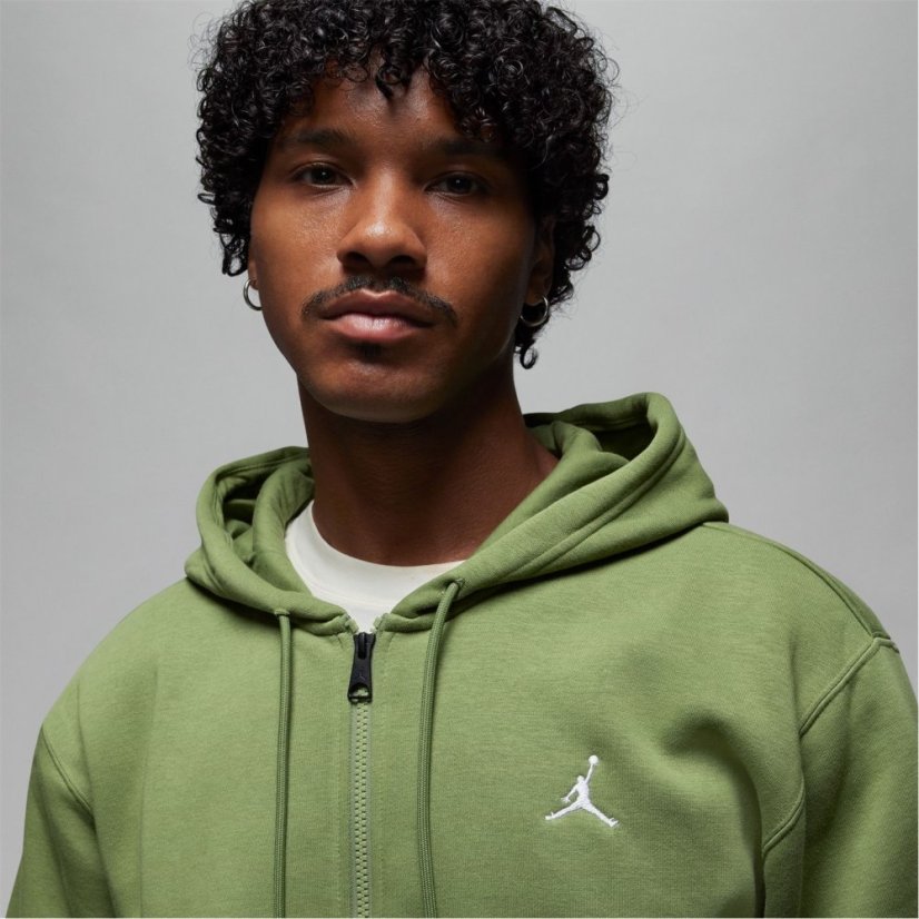 Air Jordan Essentials Men's Full-Zip Fleece Hoodie Olive/White