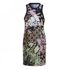 adidas FARM Print Cotton Tank Dress Womens Legend Ink