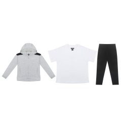 Firetrap Junior Girls 3pc Jogger Set Grey/Black