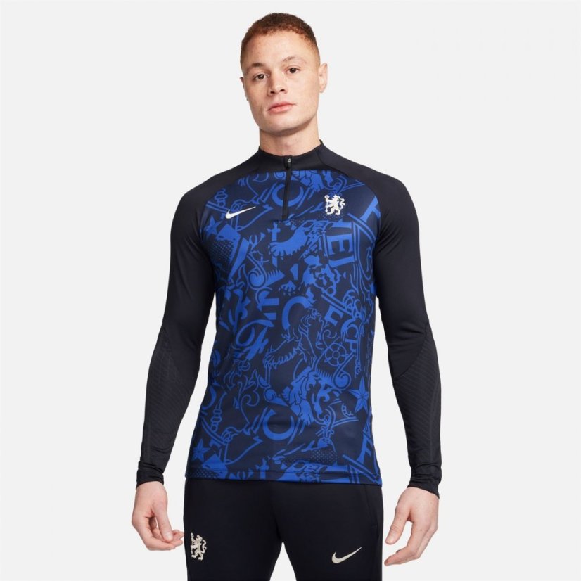 Nike Chelsea Dri-FIT Strike Drill Performance Quarter-Zip Long Sleeve Top Blue