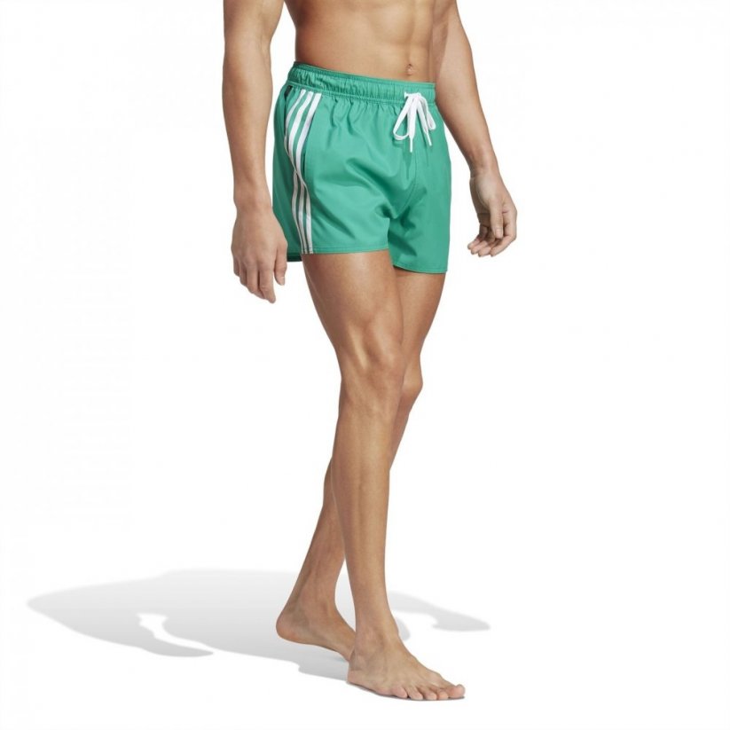 adidas 3 Stripe CLX Short length swim pánské šortky Green/White