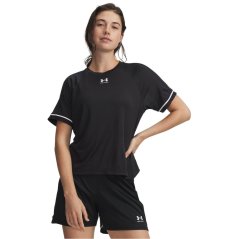 Under Armour Women's Challenger Boxy Short Sleeve Performance Gym Top Black/White
