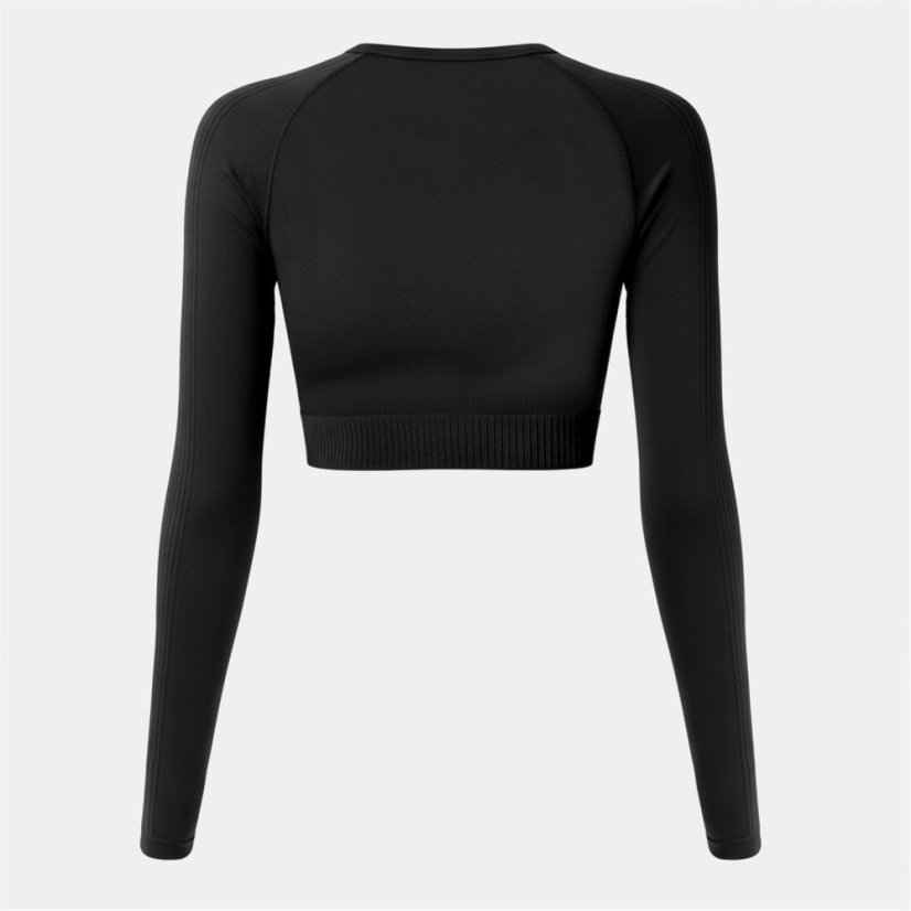 USA Pro Long Sleeve Seamless Crop Top Black