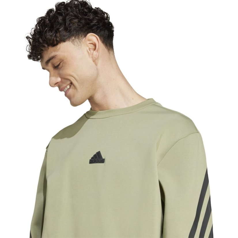 adidas Future Icons 3-Stripes Crew Sweatshirt Mens Tent Green