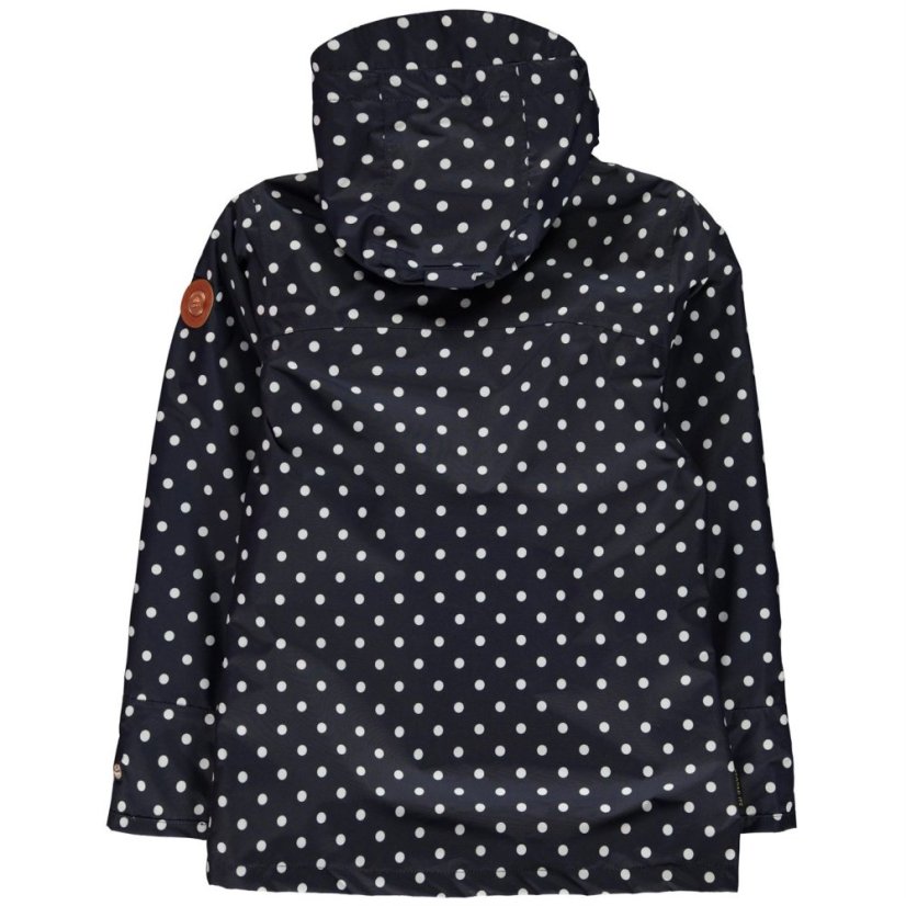 Gelert Kids' Coast Waterproof Windproof Hooded Long Sleeve Waterproof Jacket Navy Polka Dot