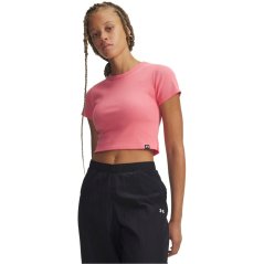 Under Armour Women's Rival Rib Crop Top Pink/White