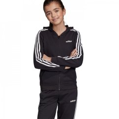 adidas Girls 3-Stripes Zip Track Top Hoodie Black/White