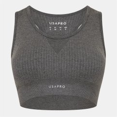 USA Pro UP Seamless Crop Sports Bra Charcoal