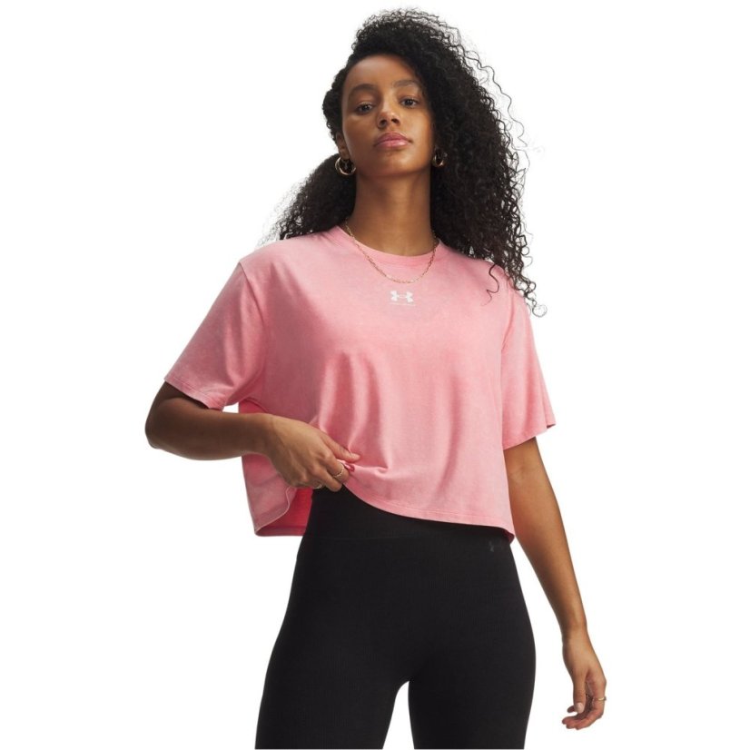 Under Armour Women's Rival Boxy T-Shirt Pink/White