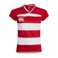 Canterbury Women's Vapodri Hooped Evader Short-Sleeve Performance T-Shirt Red/White
