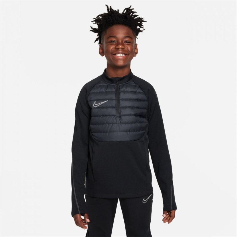 Nike Therma-FIT Academy23 Big Kids' Soccer Drill Top Black/Silver