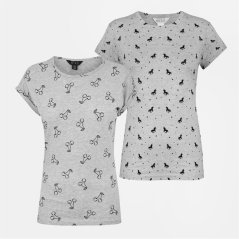 Miso Printed Boyfriend T Shirt Grey Printed T Shirt