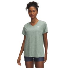 Under Armour Tech™ Twist V-Neck Short Sleeve Womens Silica Green