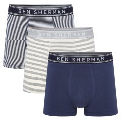 Ben Sherman Sherman 3 Pack Pattern Trunks Kier Navy/Grey