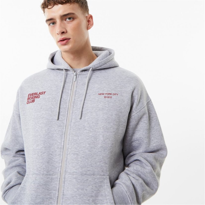 Everlast Boxing Club Zip Hoodie Mens Grey Marl