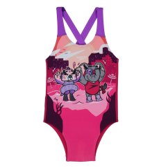 Speedo Learn To Swim Printed Crossback Swimsuit Infants CherryPinkCoral