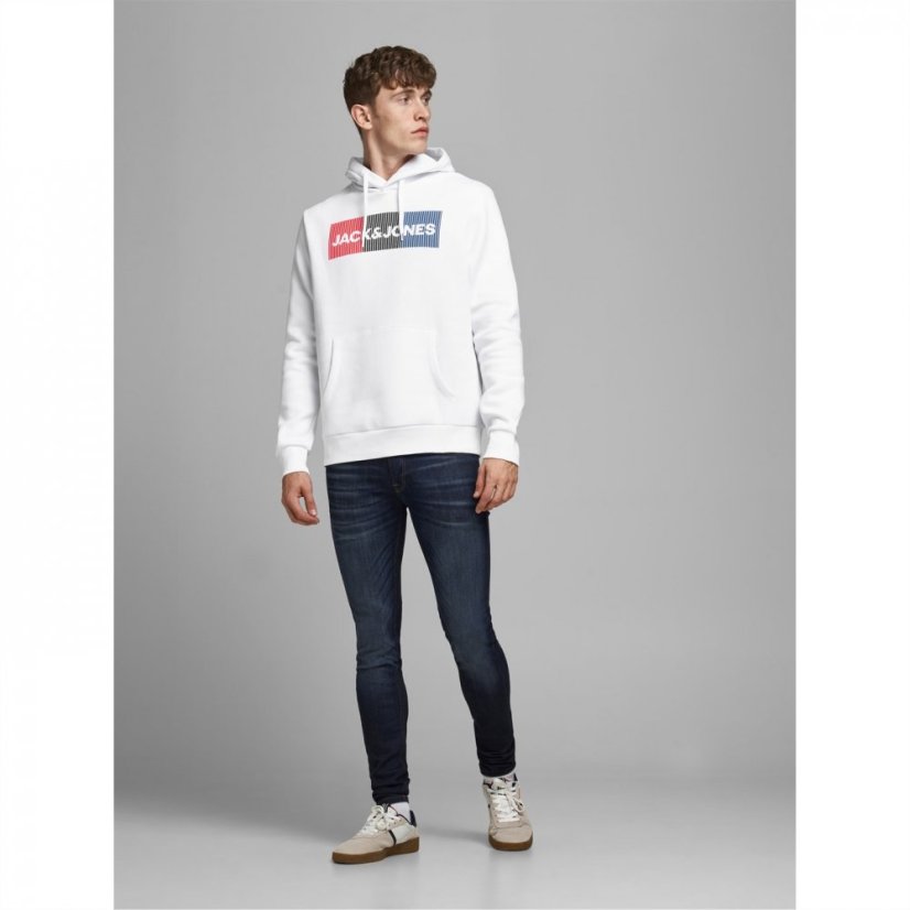 Jack and Jones Corp Logo Hoodie White Detail