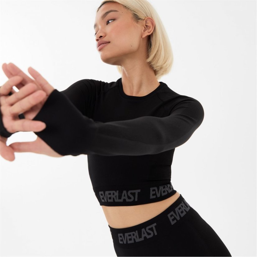 Everlast Seamless Long Sleeve Crop Top Womens Jet Black