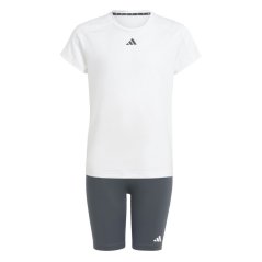 adidas Train Essentials Tee and Shorts Set Kids White/Carbon