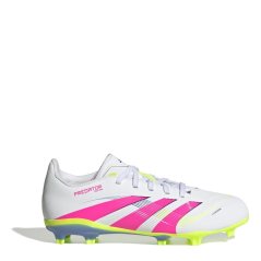 adidas Predator League Juniors Firm Ground Football Boots White/Pink