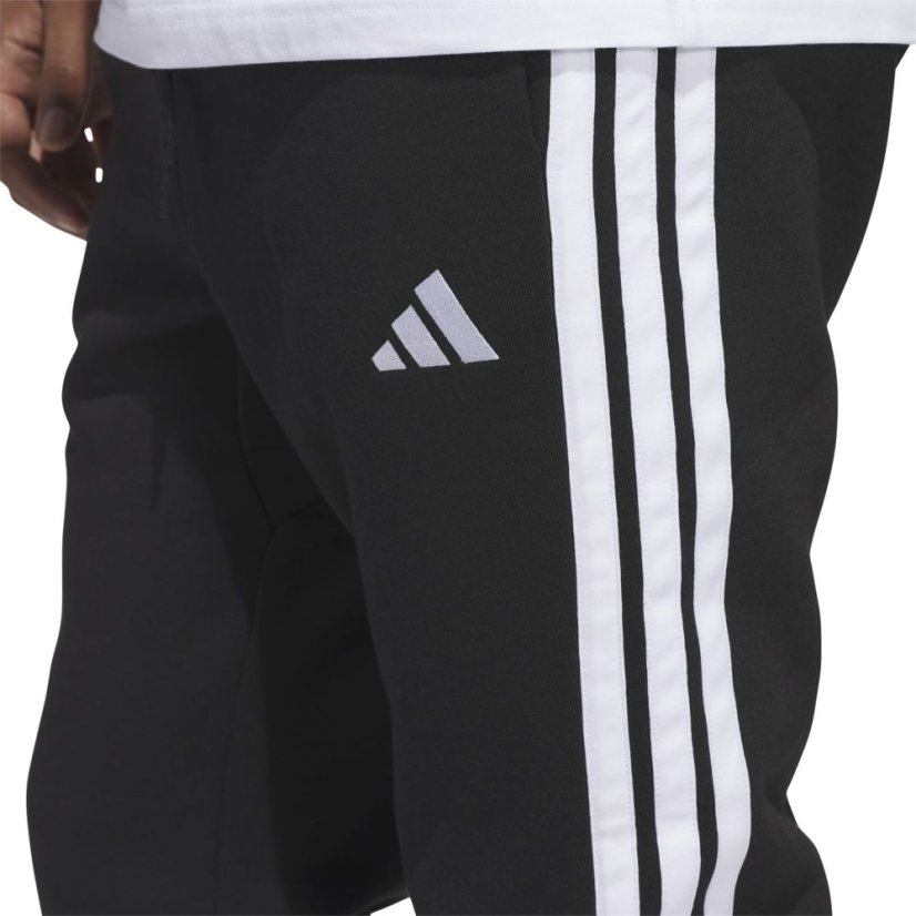 adidas Essentials Fleece Tapered Cuff 3-Stripes Joggers Black/White