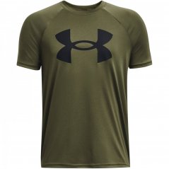 Under Armour Tech Big Logo Short Sleeve T Shirt Junior Boys Marine OD Green