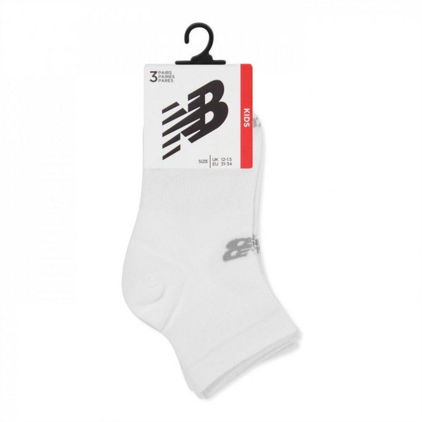 New Balance 3 Pack Ankle Socks Juniors White