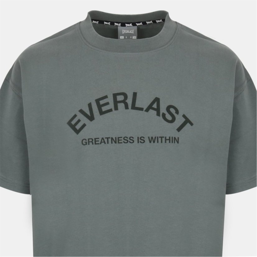 Everlast Men's Flocked Cotton Short Sleeve Crew Neck T-Shirt Khaki