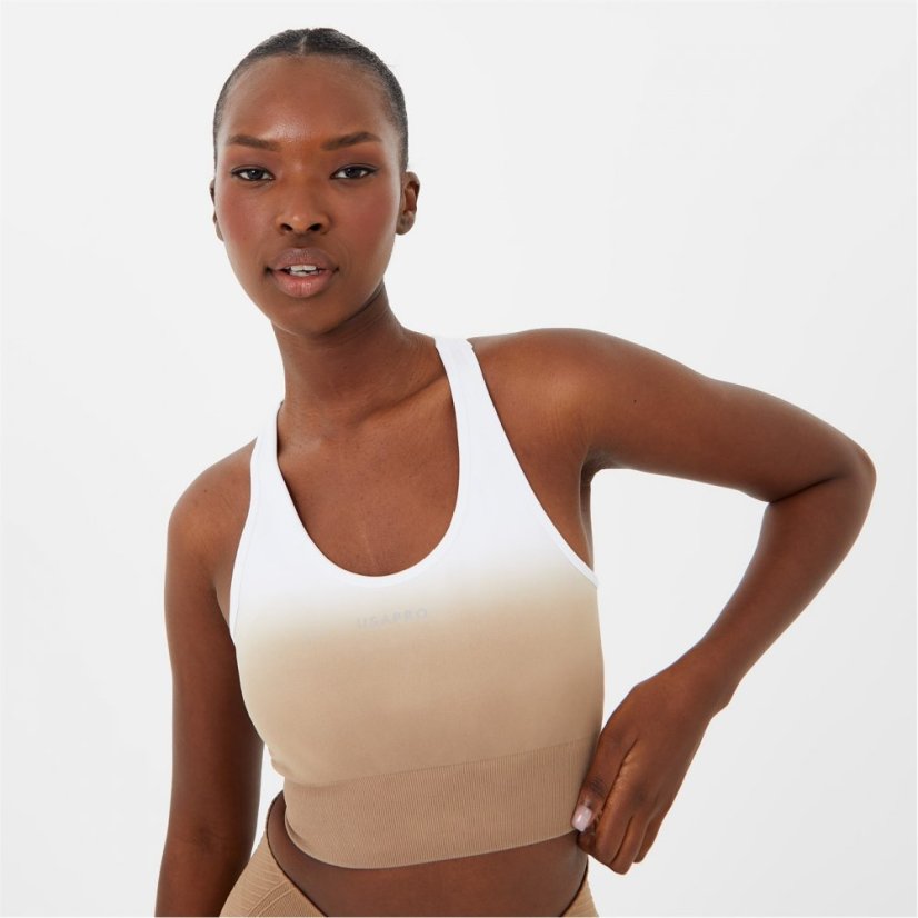 USA Pro Seamless Ombre Sports Bra Desert/White