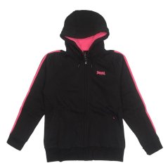 Lonsdale 2 Stripe Ladies Quilted Zip Hoody Black/Fluo Pink