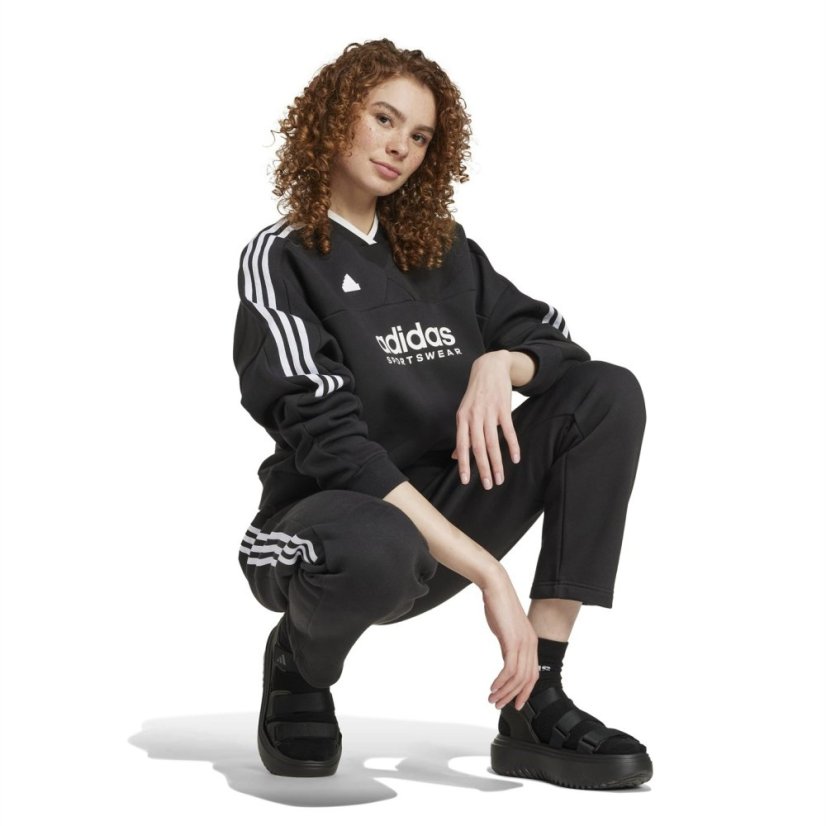 adidas Tiro Cut 3-Stripes Fleece Sweatshirt Black