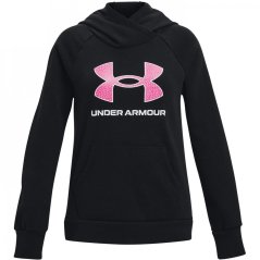 Under Armour Armour Rival Fleece Bl Hoodie Hoody Girls Black/Pink Edge