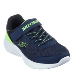 Skechers Lightweight Gore & Strap Sneaker Runners Boys Navy/Lime