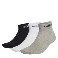 adidas Think Linear Ankle Socks 3 Pairs Grey/Wht/Blk