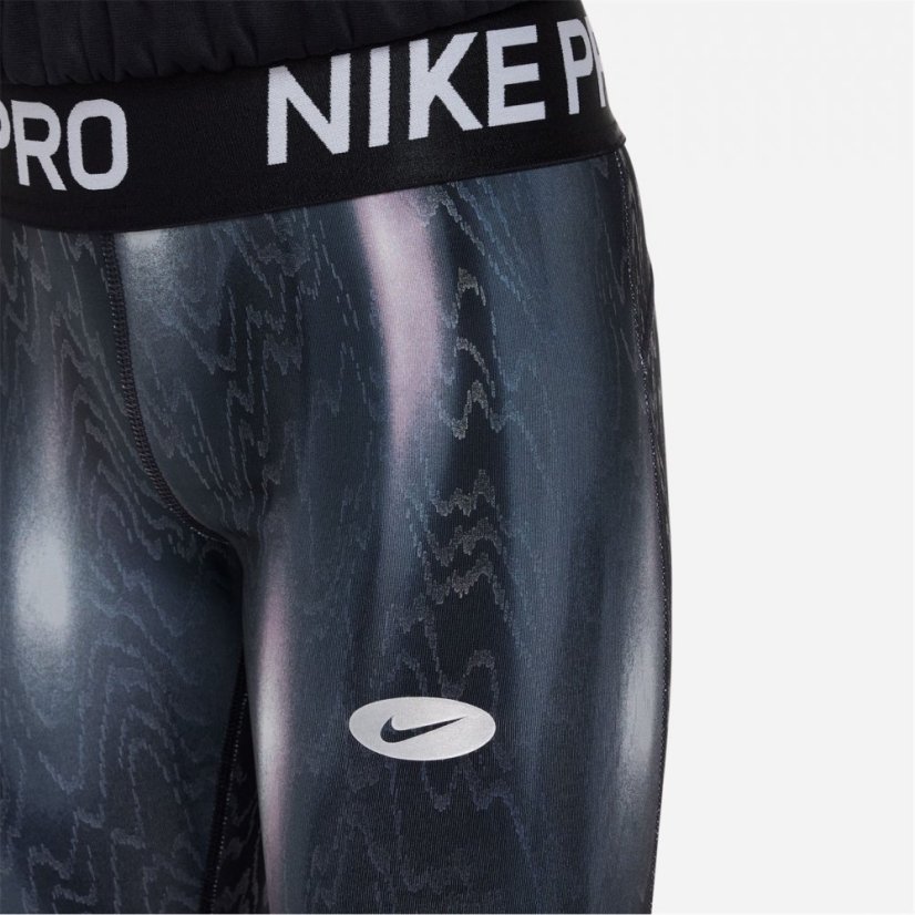 Nike Pro Warm Icon Clash Big Kids' (Girls') Printed Leggings Black