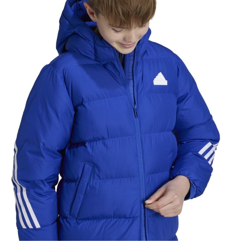 adidas Kids' Future Icons Hooded Long Sleeve Puffer Jacket Semi Blue