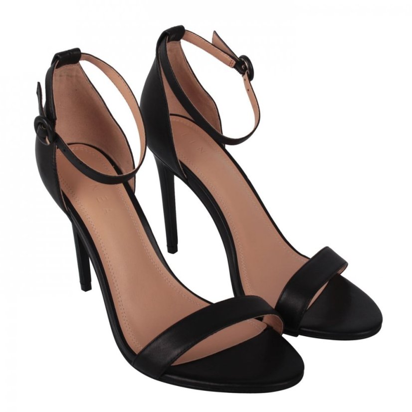 Linea Strap High Heeled Sandals Black Leather