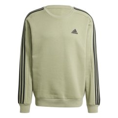 adidas Mens Crew 3-Stripes Pullover Sweatshirt Tent Green