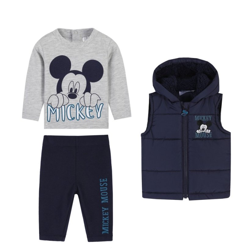 Character Unisex Kids Disney Hooded Long Sleeve Gilet Set Mickey Mouse