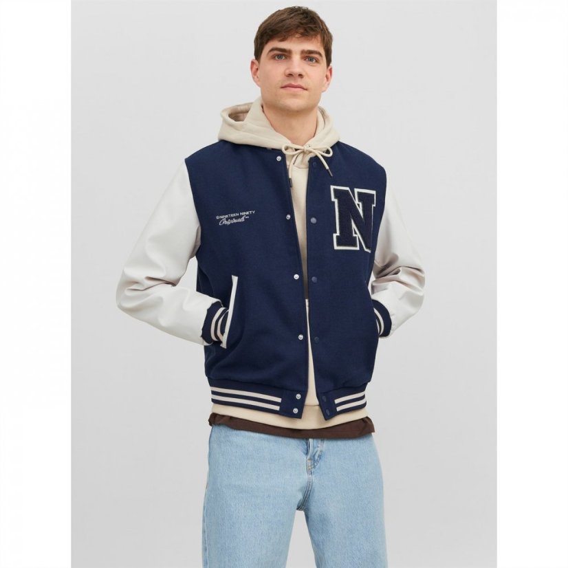 Jack and Jones College Wool Blend Bomber Jacket Total Eclipse