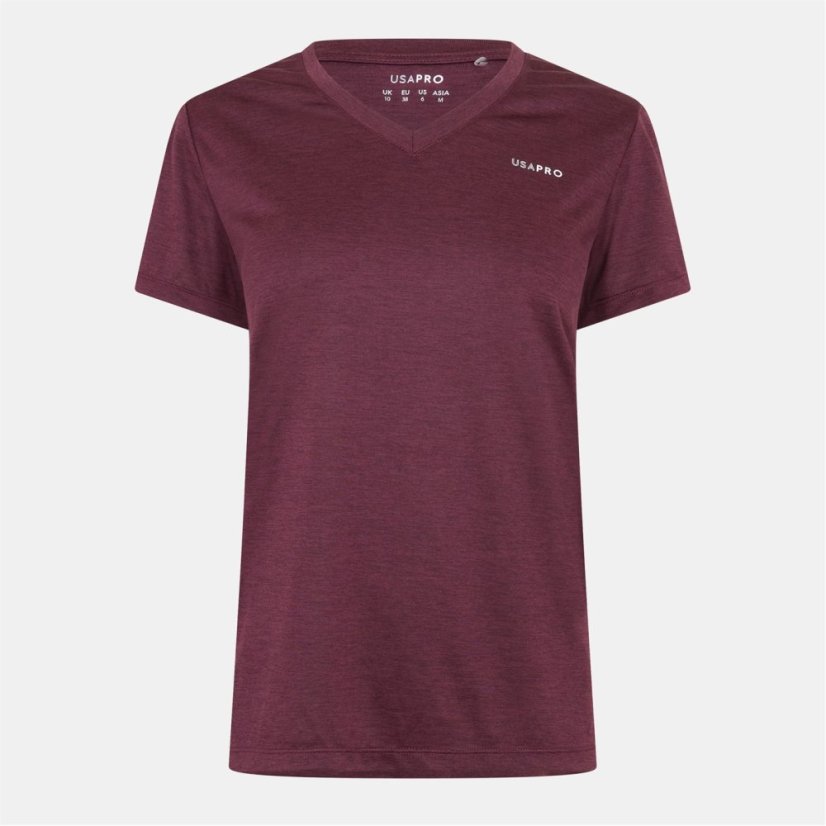 USA Pro The USA Pro Tech V Tee Ladies Dark Cherry