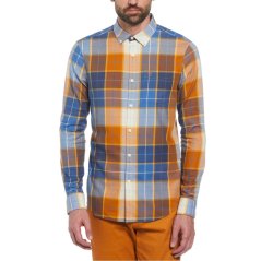 Original Penguin Long Sleeve Plaid Shirt Mens Sudan Brown